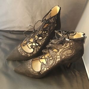 Black Suede & Lace High Heeled Jessica Simpson Stilettos, size 9M / 30